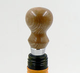 Bottle Stopper in Elm and Metal with Rubber Stopper