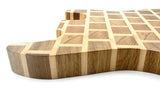 Guitar Shaped End-Grain Chopping Board in a Oak and Maple