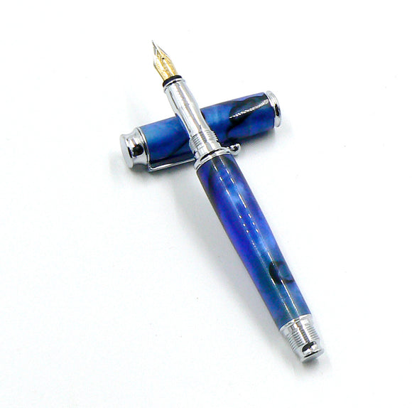 Fountain Pen in Blue / Black Acrylic